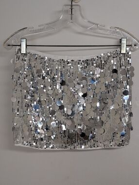 SILVER SEQUIN MINI SKORT PARTY CLUBWEAR